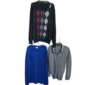 Mens 2X Sweaters Pullovers Cardigans Vests Wholesale Bulk Lot of 3 50 52 2XL XXL